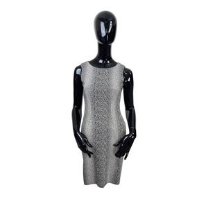 Nine West Sleeveless Pencil Dress Women's 2P Black Gray Animal print